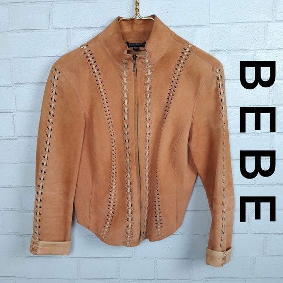 bebe Jackets & Blazers - Bebe Fitted Vintage Genuine Leather Zip Up Jacket